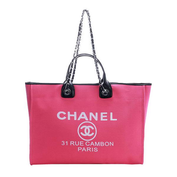 Replica Chanel Large Canvas Tote Shopping Bag A66942 Rosy On Sale